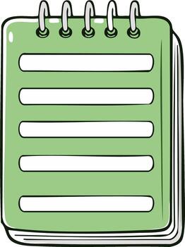 Cute Green Spiral Bound Notebook for Writing or Lists vector