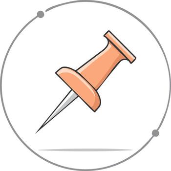 Illustration of a pushpin with a shadow inside a circle vector