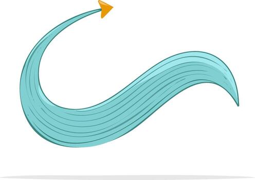 Abstract swoosh shape with a directional arrow indicating upward movement and progress vector