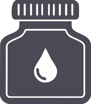 Ink Bottle Icon with Droplet, Glyph Style Design for Creative Projects vector