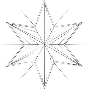 Abstract six-pointed star graphic design with sharp geometric lines and crystalline facets vector