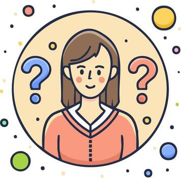 Person with Question Marks Symbolizing Doubt or Curiosity vector