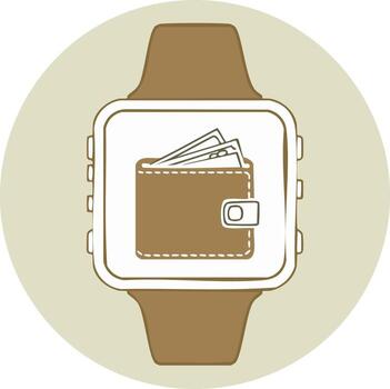 Smartwatch Displaying Digital Wallet with Money, Financial Tech Icon on Wearable Device vector