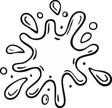 Abstract liquid splash outline drawing with droplets and circles vector