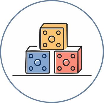 vistoso dado apilado dentro un circulo ilustrativo de aleatorio oportunidad y probabilidad vector