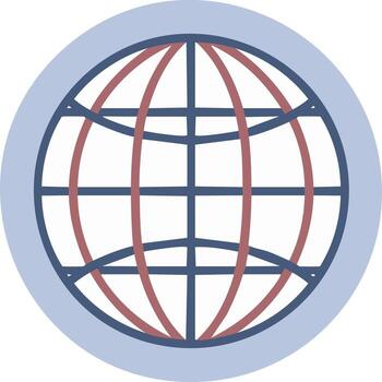 Stylized graphic of the globe showing world map in a circle shape for global representation vector