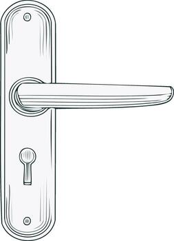 Illustrative drawing of a door handle and keyhole in minimalist style vector