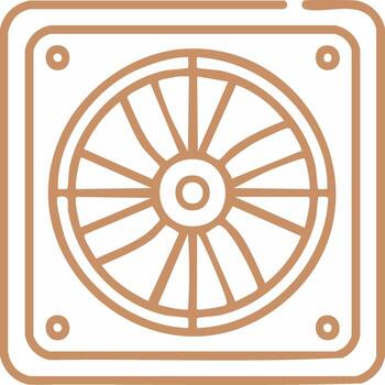 Outline illustration of a computer cooling fan with a square frame vector