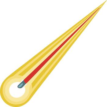 Illustration of a shooting star streak, comet or meteorite with yellow and red tail on white background vector