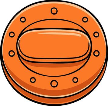 Orange circle with oval, black outlines, a series of small circles, and shading in the cartoon style vector