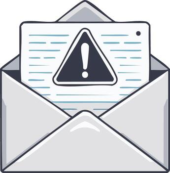 advertencia mensaje en un abierto sobre con exclamación marca símbolo vector