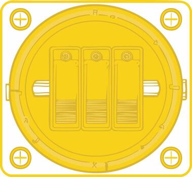 Yellow Control Panel Interface with Toggle Switches and Geometric Shapes Rounded Square Border vector