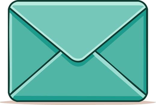 Teal envelope with rounded corners and defined shadows, symbolizing communication and delivery vector