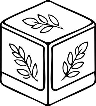 cubo con botánico hoja diseño ilustración en resumido estilo vector