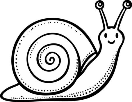 Simple cartoon illustration of a smiling snail with a swirled shell and antennae vector
