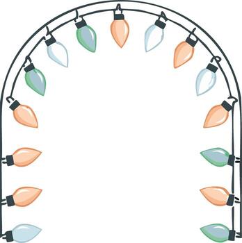 festivo arco de vistoso cuerda luces con vacío espacio vector