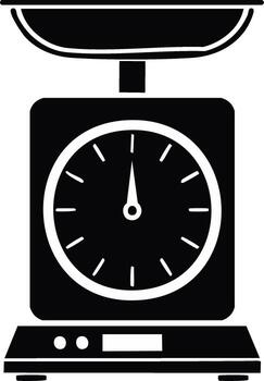 Monochrome Icon of a Kitchen Scale Weighing Ingredients with an Analog Display and Modern Digital Integration for Home Cooking vector