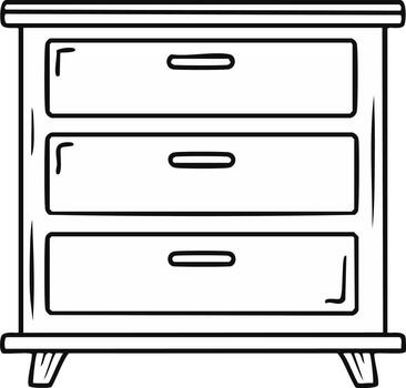 Simple three-drawer chest of drawers with outlined design vector