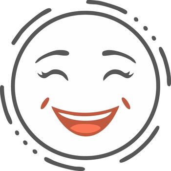 Smiling Cartoon Face with Expression Lines and Cheeks vector