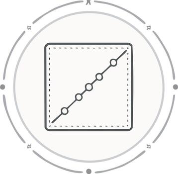 Hand-Drawn Diagram Icon Square with Diagonal Line and Circles Inside a Decorative Circular Border for Data Visualisation vector