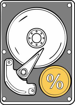 Storage Drive Illustration with Percent Icon Computer Hardware, Memory, Data, and Information Concept vector