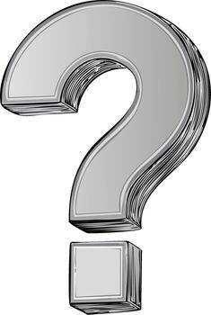 grande metálico pregunta marca símbolo con un eclosionado textura y 3d efecto simbolizando duda y incertidumbre vector