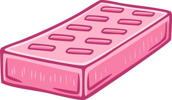 Pink cartoon brick with evenly spaced oval openings in a rectangular shape isolated vector