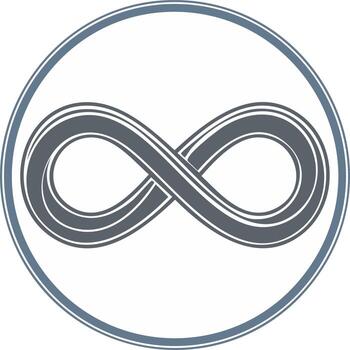 Infinity symbol in a double lined circle representing never ending processes and limitless ideas and eternity vector