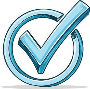 Hand-Drawn Check Mark with Circle, Symbolizing Approval, Confirmation, and Verification with a Playful Artistic Style vector