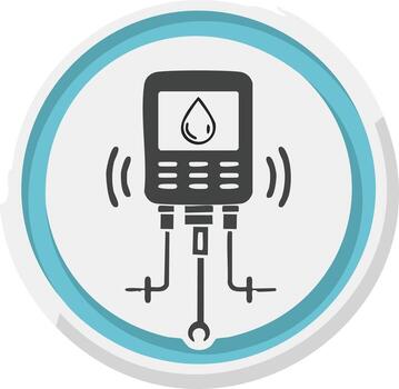 Black and White Icon of Water Quality Sensor Depicting Measurement and Monitoring Technology inside of a Blue Circle vector