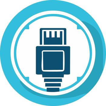 Blue universal serial bus connector icon symbol for digital data transfer and computer connectivity vector