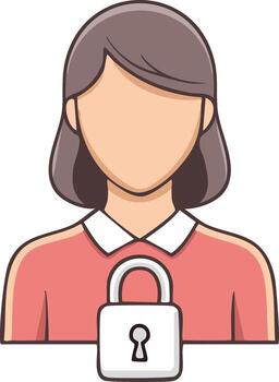 Illustration of Faceless Figure Holding Padlock Symbolizing Data Security and Access Control Privacy for Sensitive Information vector