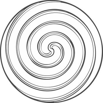 Sketched spiral vortex graphic with swirling lines creating a hypnotic optical illusion element vector