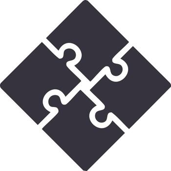 oscuro rompecabezas piezas formando un cuadrado forma símbolo de conexión y colaboración vector