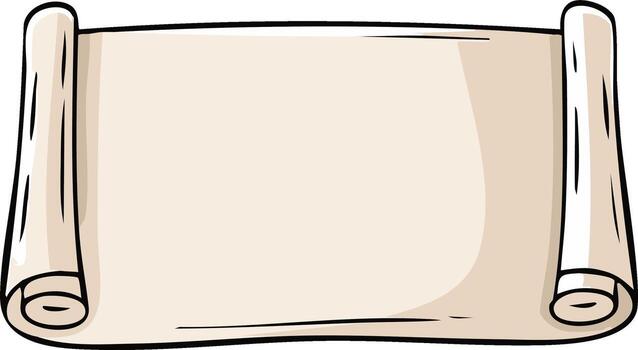 Cartoon Styled Ancient Scroll with Rolled Ends for Messages, Art, and Creative Design Projects vector