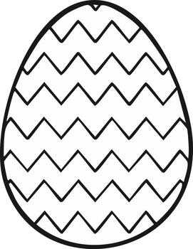Simple outline easter egg with chevron pattern for coloring and decoration vector