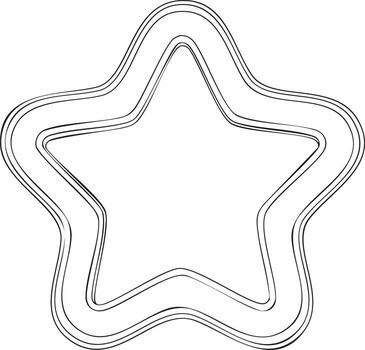 Outline star shape with rounded edges and multiple concentric lines, isolated graphic element vector