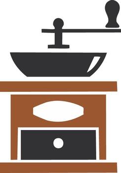 Isolated graphic design of a manual coffee grinder with drawer for Adobe Stock vector