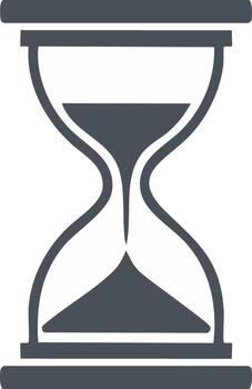 Stylized Dark Gray Hourglass Icon with Flowing Sand Symbolizing Time Passing and Urgency vector