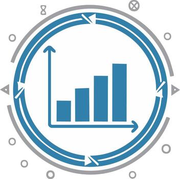 Infographic circle chart with bar graph representing growth and positive trend vector