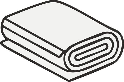 Simple graphic icon of a neatly folded and rolled textile fabric material for design elements vector