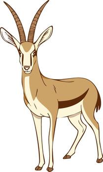 Illustration of a standing gazelle with long curved horns and a detailed design vector
