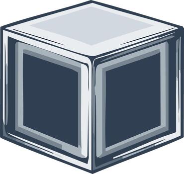 Illustration of a Shiny Cuboid with Rough Artistic Outline, Geometric Shape vector