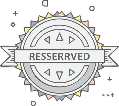 Decorative label with RESERRVED text, geometric shapes and ribbon elements, illustration vector