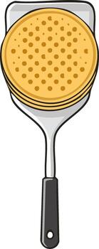 Stack of Pancakes Being Held on Spatula Ready for Serving on the Grill vector