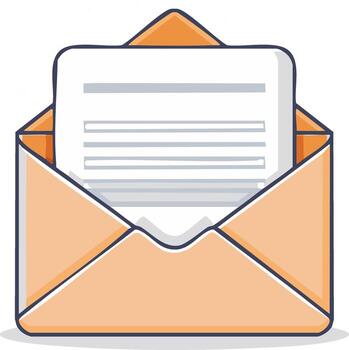 sencillo plano diseño ilustración de un abierto naranja sobre revelador un mensaje o nuevo comunicación vector