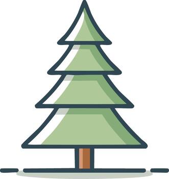 Flat design evergreen tree icon depicting a natural forest element vector