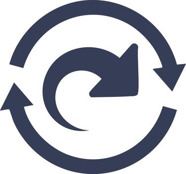 moderno gráfico ilustración de un actualizar recargar icono con dos circular flechas representando un continuo ciclo vector