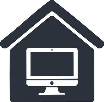 hogar oficina computadora icono concepto representando remoto trabajo y tecnología a hogar vector
