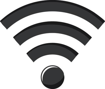 Black 3D WiFi icon representing wireless internet signal and network connectivity vector